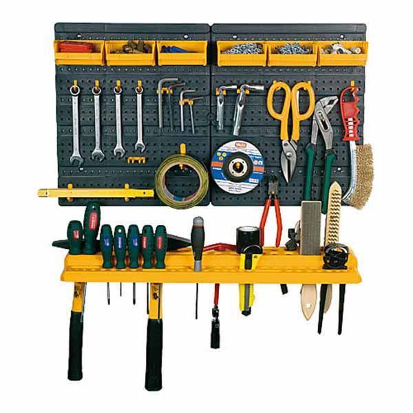 Εργαλειοθήκη_ΤοίχουOrganiser_64.6x14x38.5cm_Πλαστικό_με_Διάτρητο_ΠάνελΠλάτη_6_Σκαφάκια_1_Ράφι_19_Γάντζους_Μαύρο-Πορτοκαλί_Artplast_Ιταλίας_1