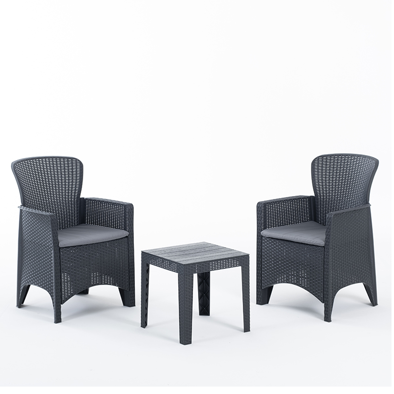 IDEA_GROUP_ITALY_Καθιστικό-Σαλόνι_Κήπου_2_Ατόμων___Τραπέζι_Κήπου_Πολυπροπυλένιο_Rattan_Ανθρακί_CUBA_SET