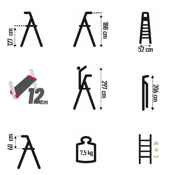 Σκάλα_Αλουμινίου_4_1_Οικιακή_ΒΑΡΕΩΣ_ΤΥΠΟΥ_MAXI_Πάτημα_Σκαλοπατιού_12cm_Ύψος_206cm_Βάρος_7.5kg_MAX_Αντοχή_150kg_Πιστοποίηση_EN131_TUV_2
