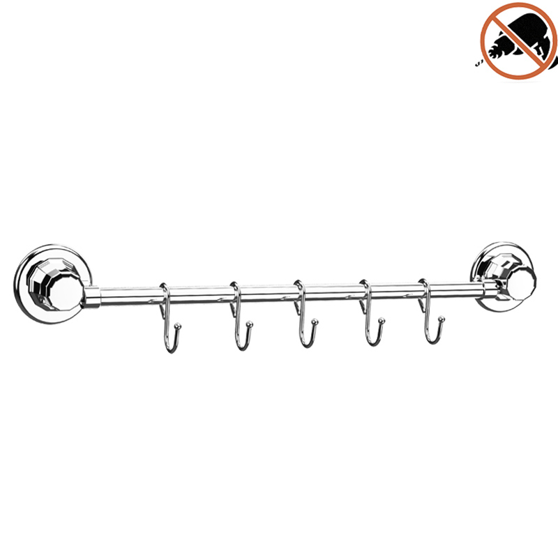 TEKNO-TEL_Ράγα_Κουζίνας_με_5_Γάντζους_Μήκος_40cm_Ø16cm_Επιχρωμιωμένο_Ατσάλι_με_Βεντούζα_EXTRA_STRONG