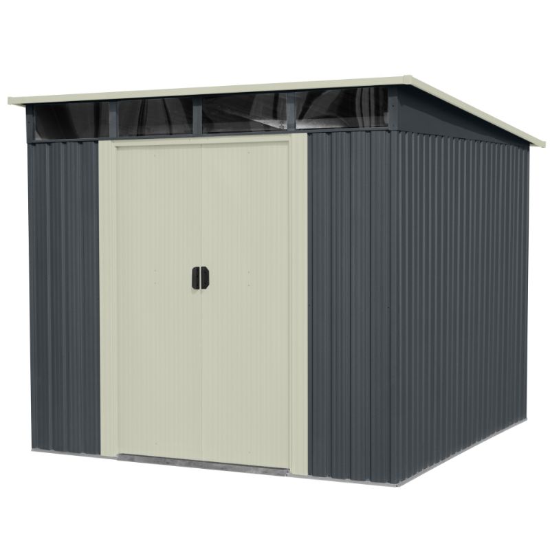 Μεταλλική_Αποθήκη_Κήπου_-_Σπιτάκι_Κήπου_238x279x202_13.41m³_Γαλβανιζέ_Petra_0908_Ανθρακί-Μπεζ_SUNSHED_1