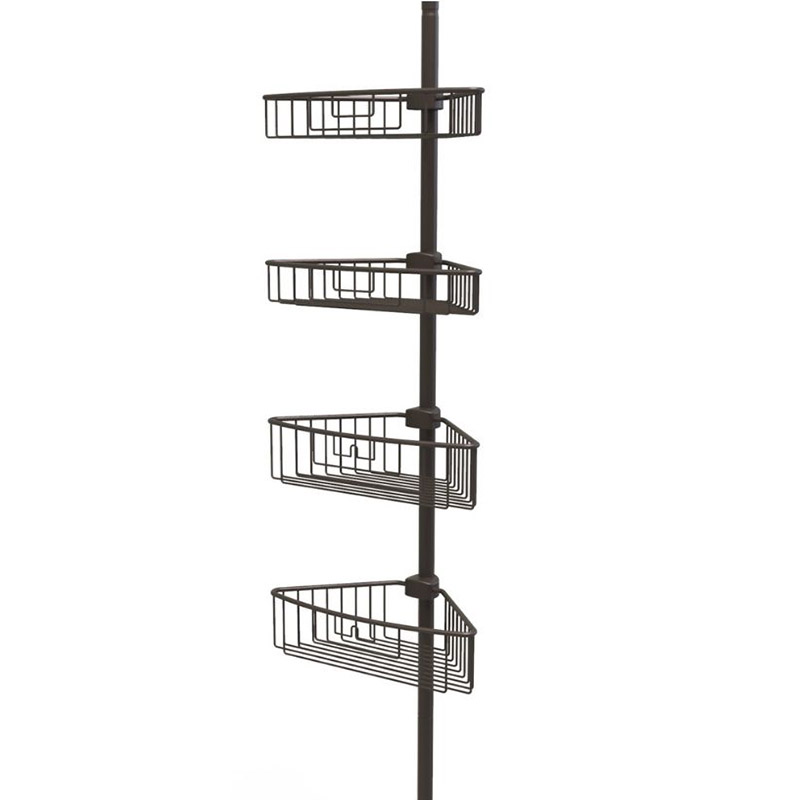 Τηλεσκοπική_Ραφιέρα_Μπάνιου_4όροφη_Γωνία_35x21.5x135-270cm_Ρυθμιζόμενο_Ύψος_με_4_Ράφια_Αλουμινίου__Χωρίς_Εργαλεία__Μαύρη